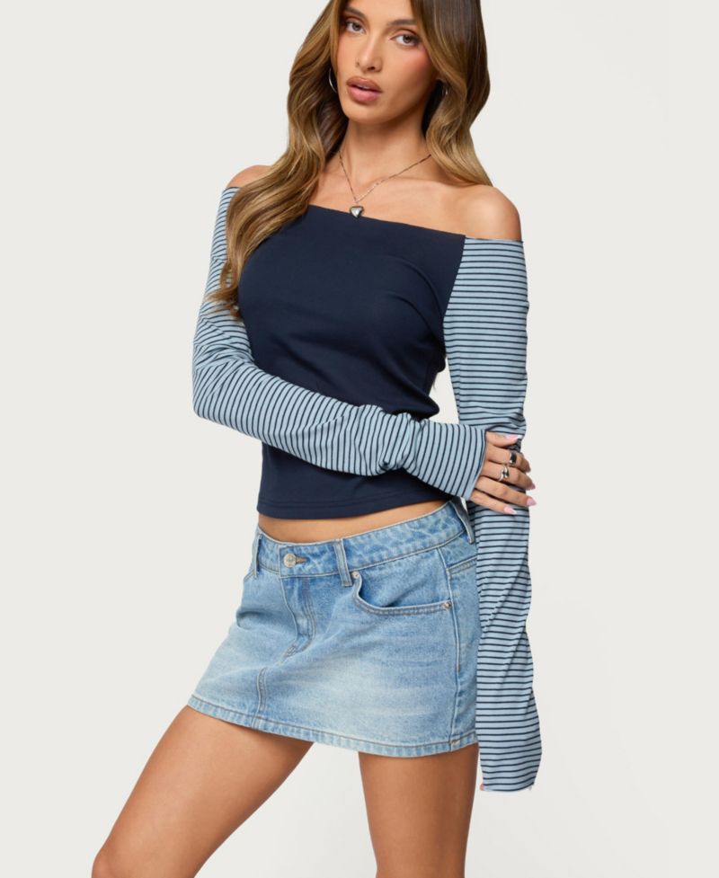 Women's Rion Contrast Striped Off Shoulder Top