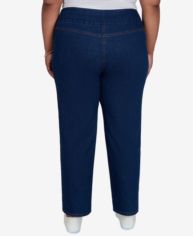Plus Size Pull-On Cropped Denim Pants