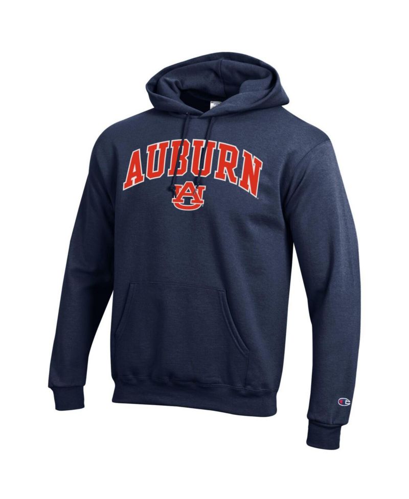 Men's Navy Auburn Tigers Arched Logo Fleece Pullover Hoodie