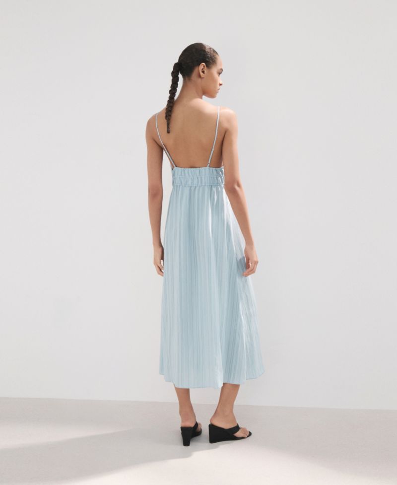 Women's Striped Midi Gathered Dress