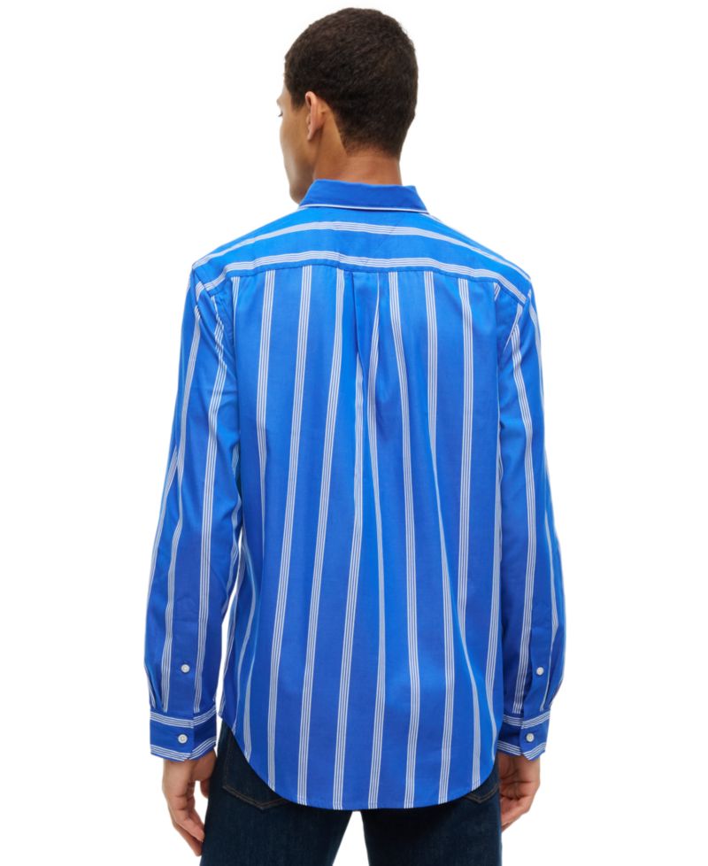 Men's Poplin Ground Stripe Relaxed-Fit Shirt