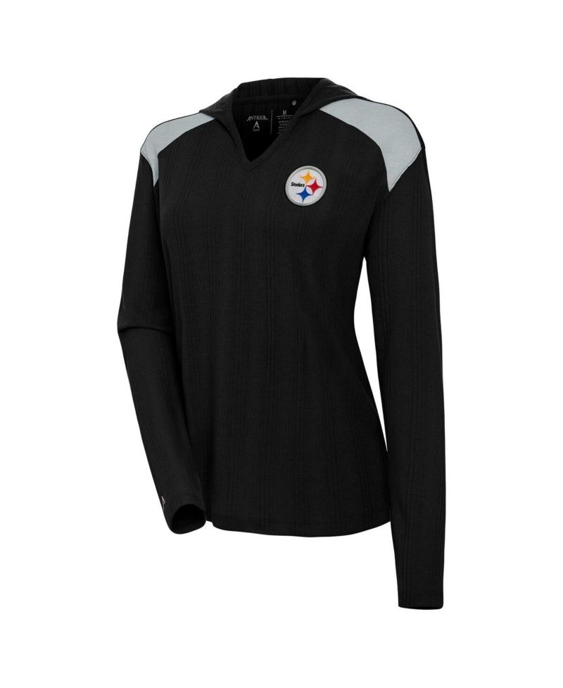 Women's Black Pittsburgh Steelers Opulent Long Sleeve Hoodie T-Shirt
