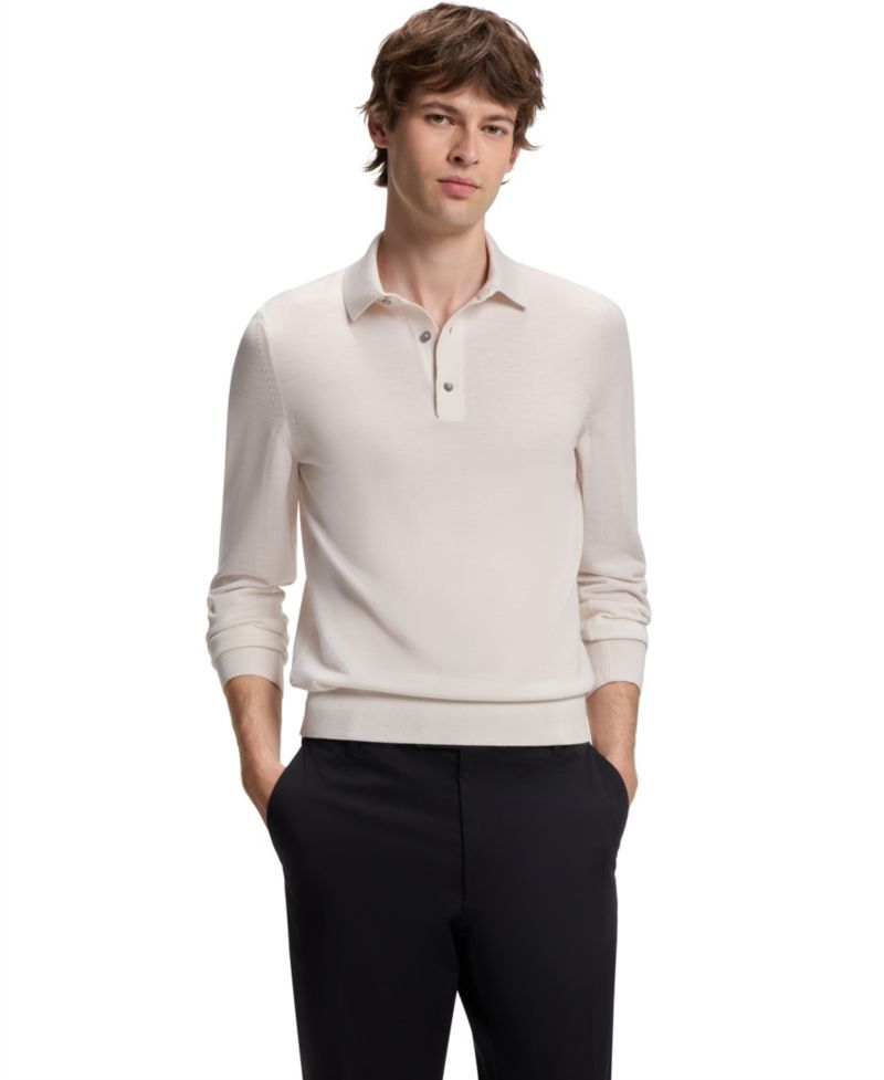 Men's H-Lancione Merino-Wool Regular-Fit Polo Sweater