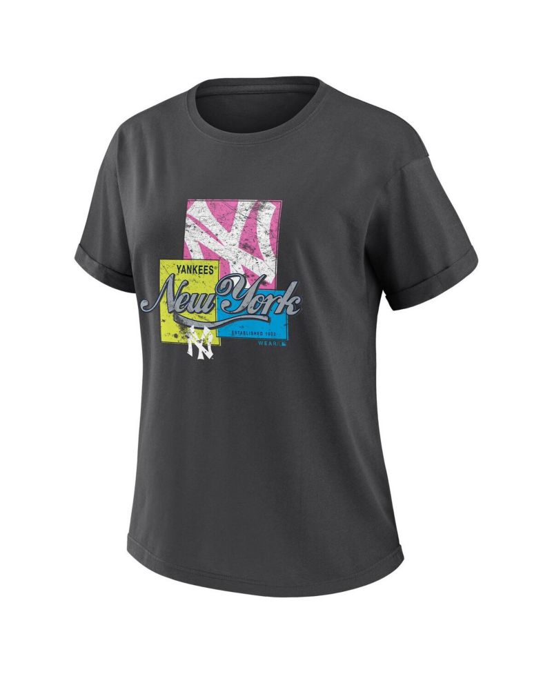 Women's Charcoal New York Yankees Domestic Box Color Boyfriend T-Shirt