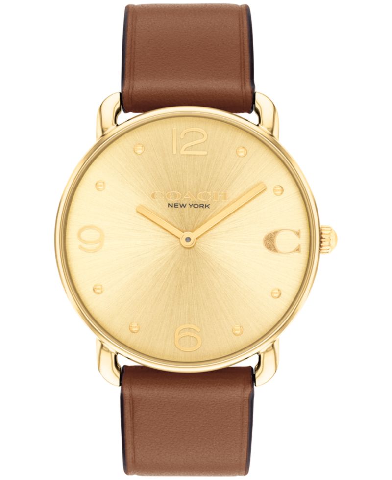 Unisex Elliot Saddle Leather Strap Watch, 36mm