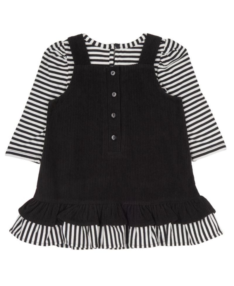 Baby Girls' Black Pumpkin Applique with Striped Jumper and Long-Sleeve Top, 2-Piece Set