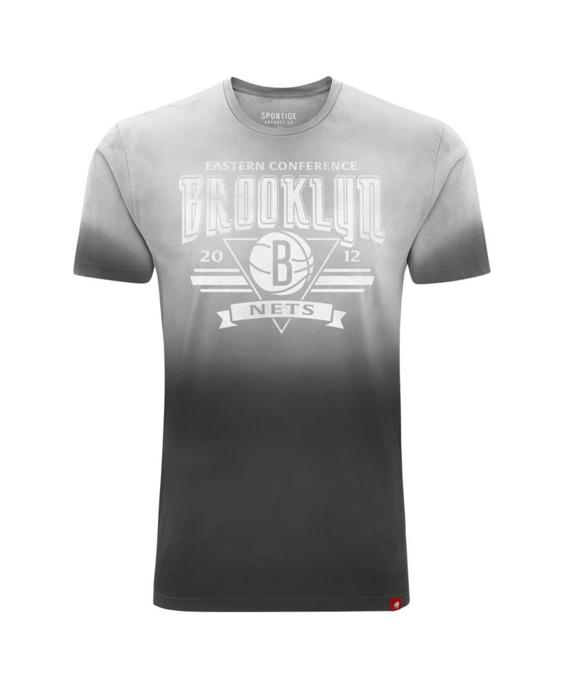 Men's and Women's Black Brooklyn Nets Bingham Sun-Fade T-Shirt