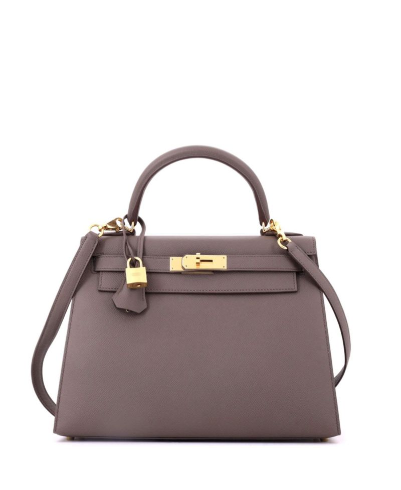 Kelly 28 Handbag Grey Epsom with Gold Hardware