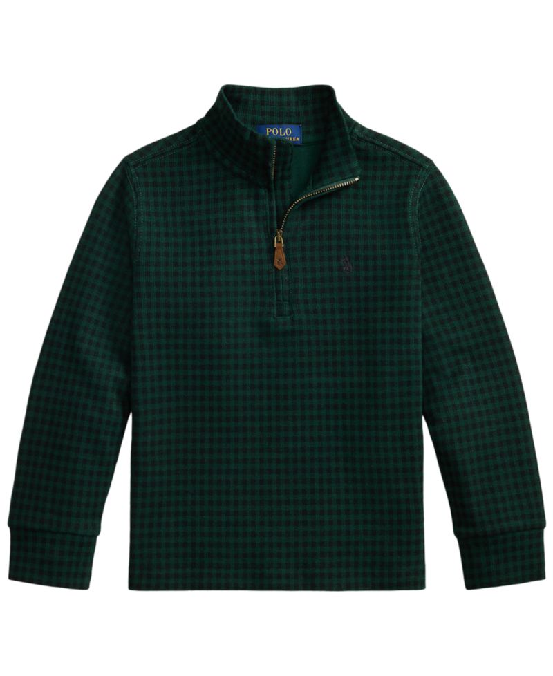 Boys' 2T-7 Plaid Estate-Rib Quarter-Zip Pullover