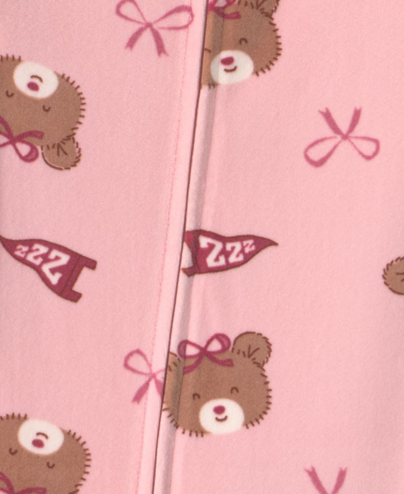 Baby Girls' Bears & Bows Snug-Fit 2-Way Zip Footed Pajamas