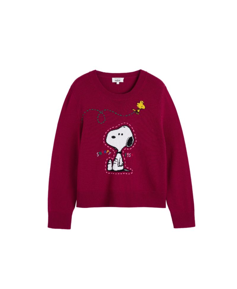 Chinti and Parker Women's Wool-Cashmere Snoopy Embroidered Sweater