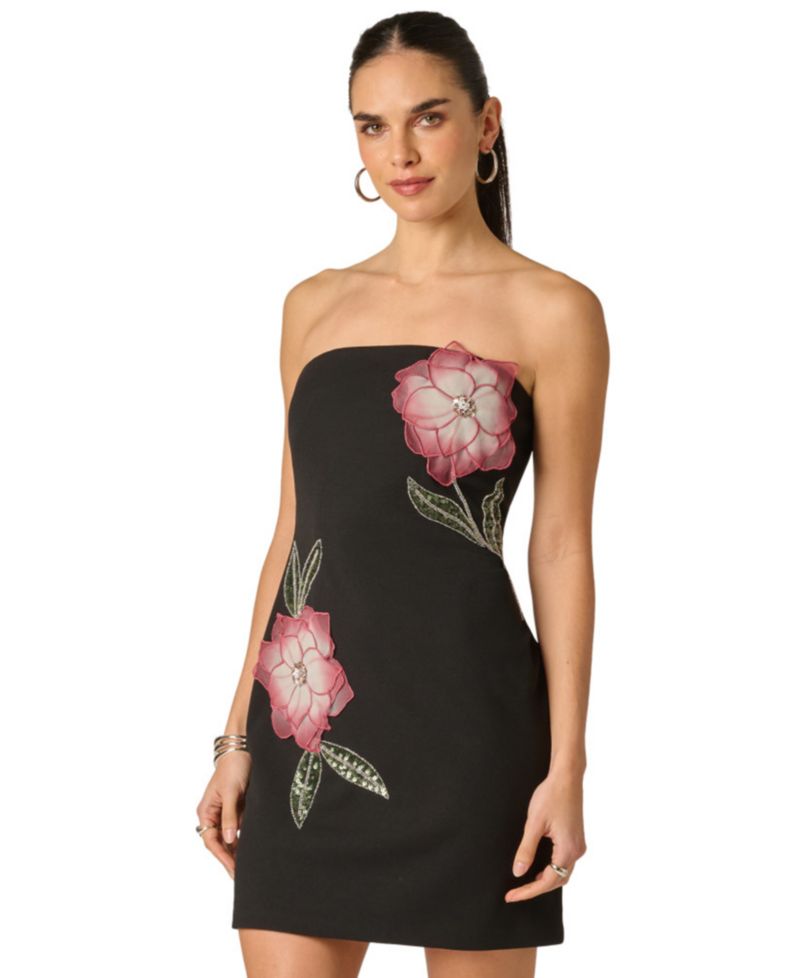 Women's Strapless Floral Mini Dress