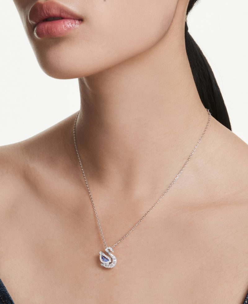 Swan Rhodium Plated Pendant Necklace