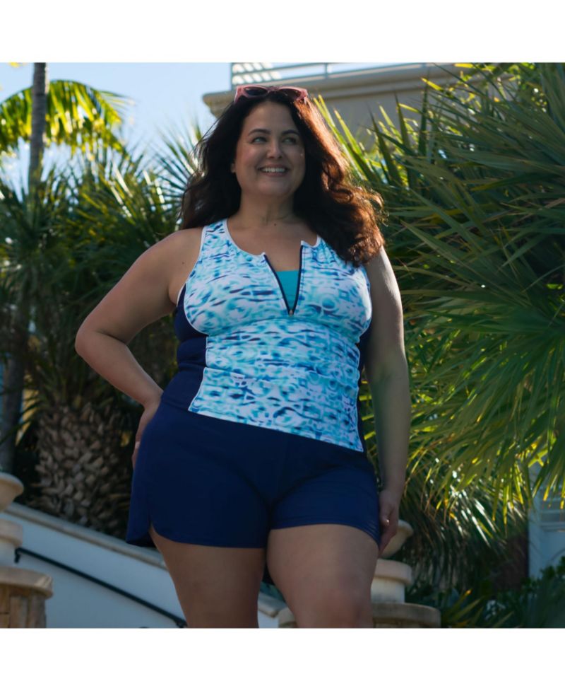Plus Size Mesh Racerback Tankini Top