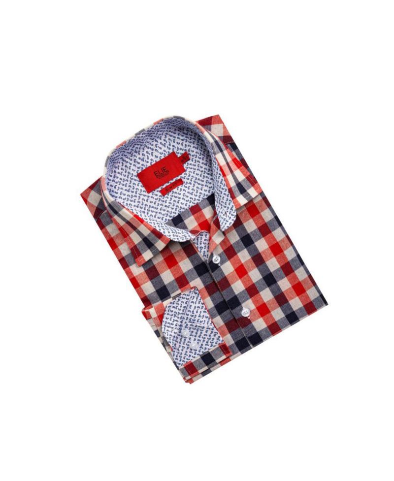 Men's Slim Fit Gingham Plaid Shirt