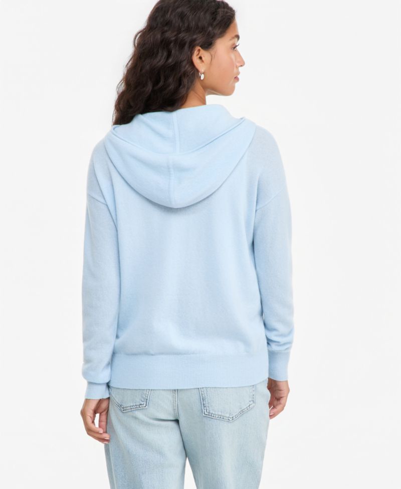 Petite Cashmere Long-Sleeve Zip-Front Hoodie