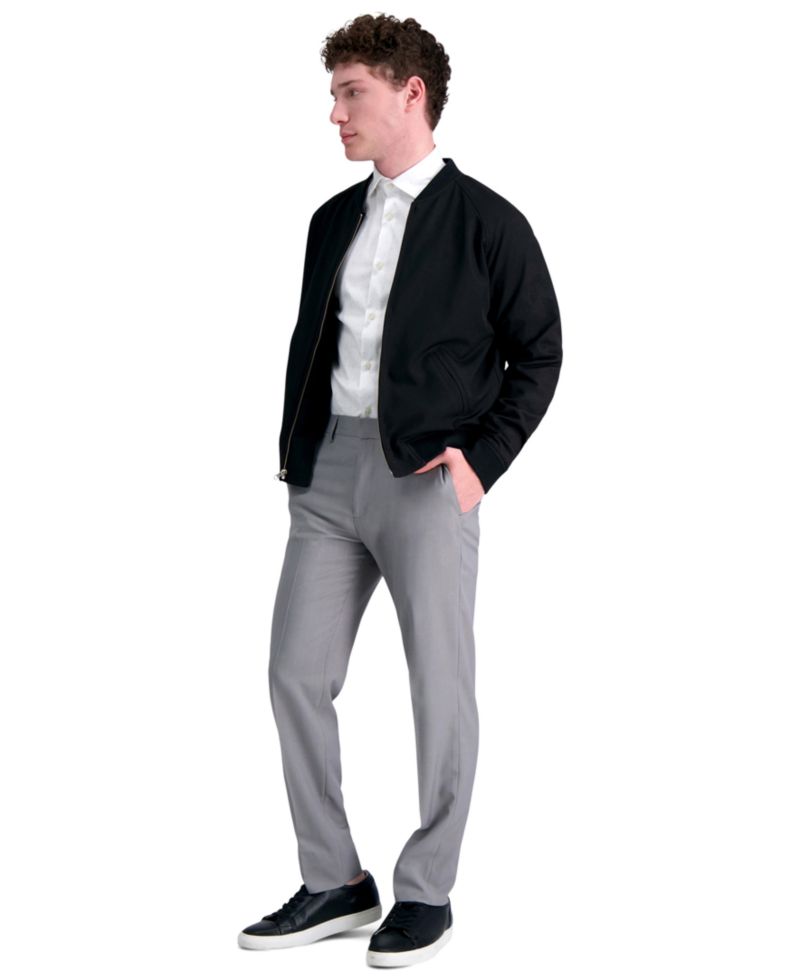 Men's Premium Comfort Slim-Fit Performance Stretch Flat-Front Dress Pants