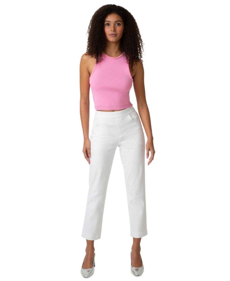 Women's Rhinestone Denim Pull-On Pants
