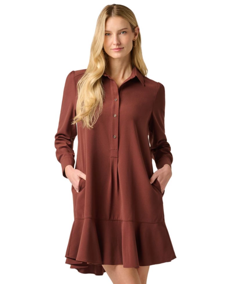 Women's Lace Tiered Shirt Shift Midi Dress