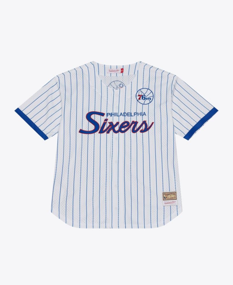 Men's Philadelphia 76ers Head Coach Pinstripe Mesh Full-Button Baseball Jersey