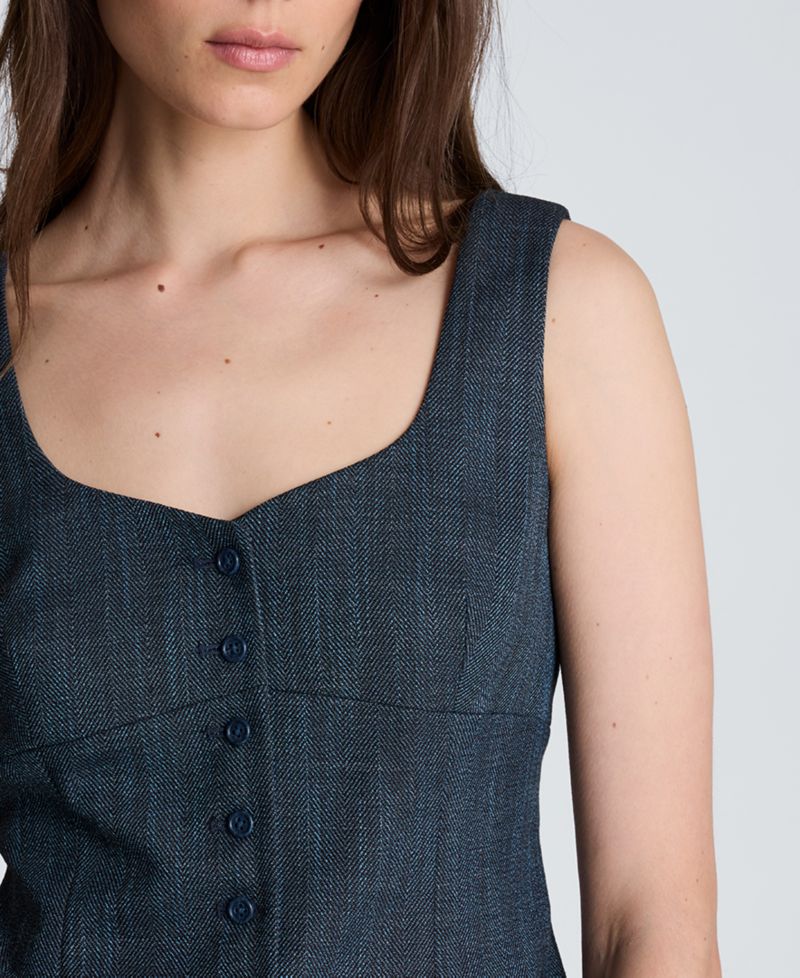 Women's Sleeveless Button-Front Bustier Vest