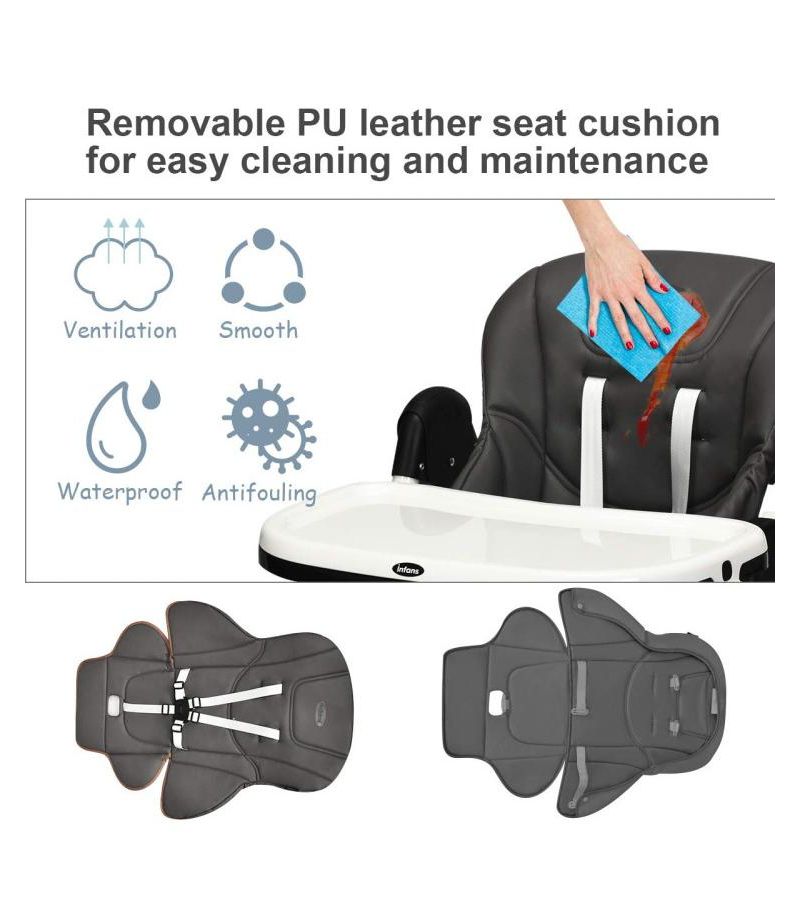 Foldable High chair with Multiple Adjustable Backrest