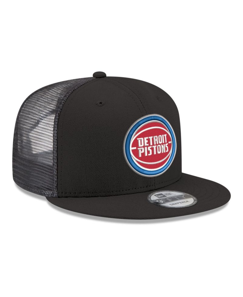 Men's Black Detroit Pistons Core Logo Meshback 9FIFTY Snapback Hat
