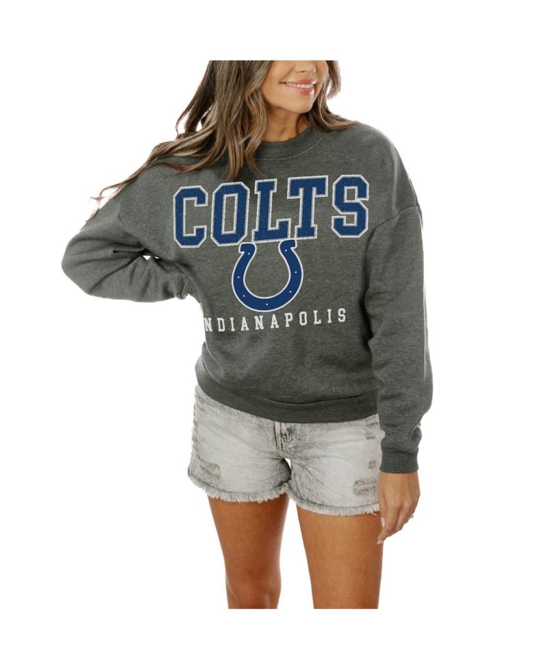 Women's Charcoal Indianapolis Colts Oversized Bring the Energy Pullover Sweatshirt