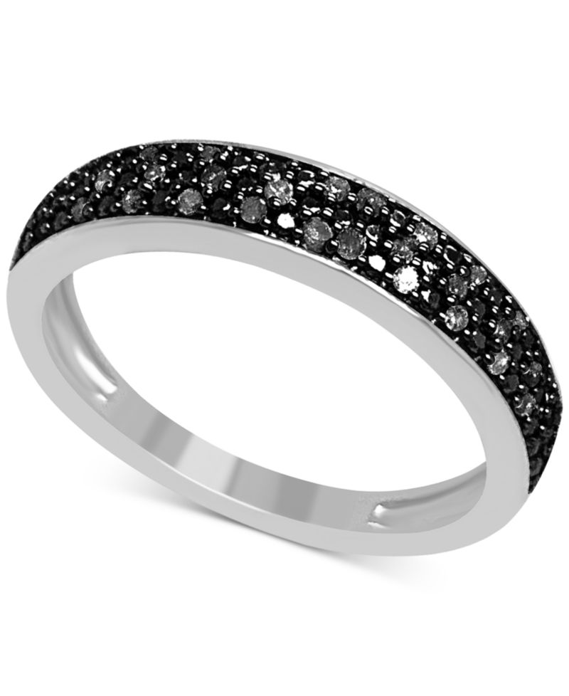 Black Diamond Pav&eacute; Band (1/6 ct. t.w.) in Sterling Silver