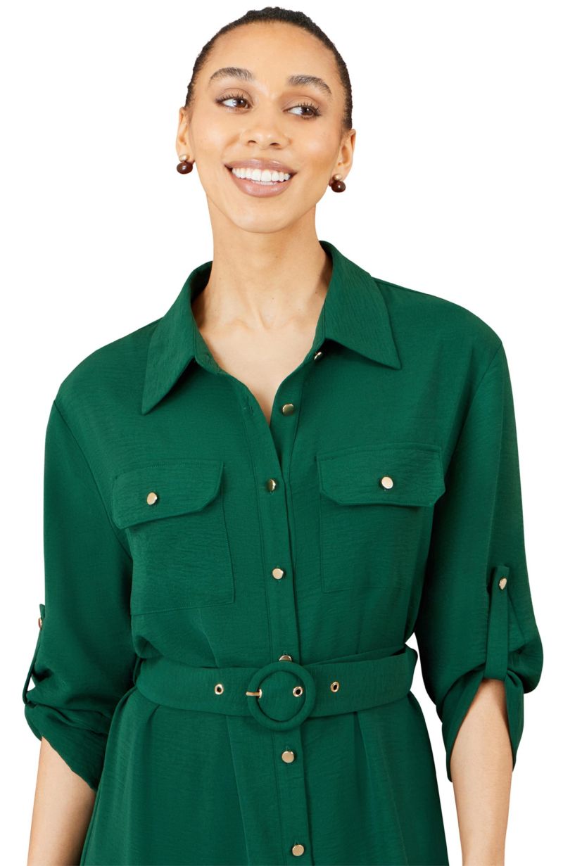 Women's Stretch Midi Shirt Dress