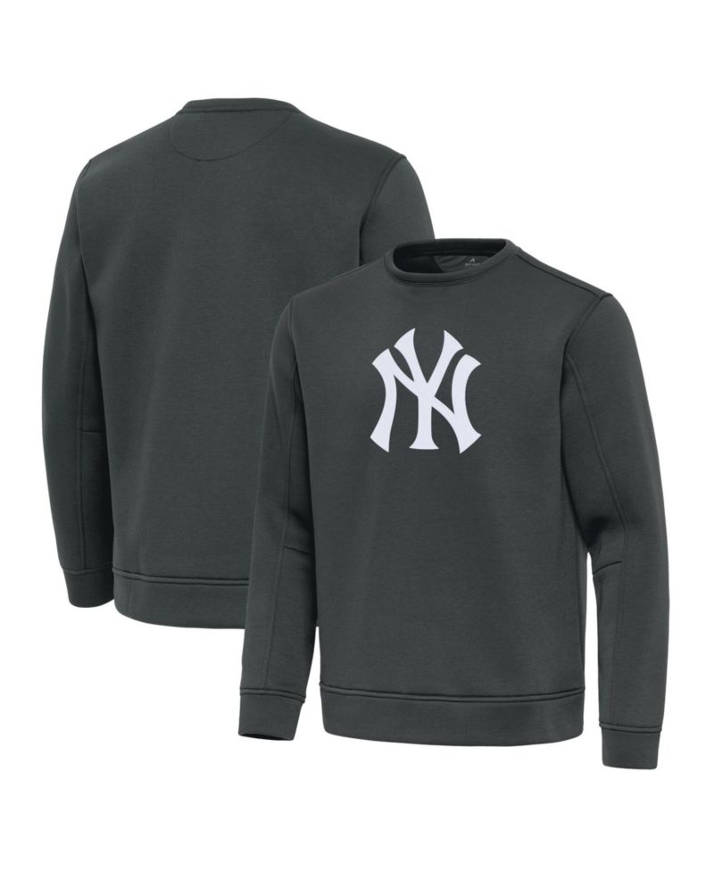 Men's Pewter New York Yankees Relevant Lightweight Pullover Sweatshirt