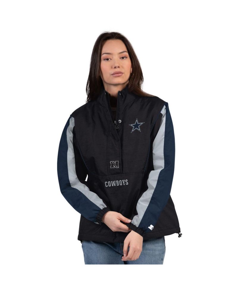 Women's Black/Navy Dallas Cowboys Thursday Night Gridiron Half-Zip Jacket