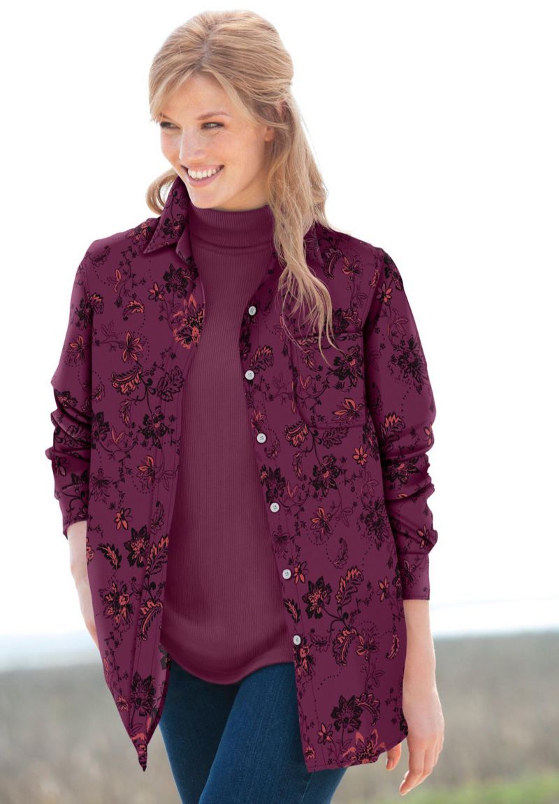 Plus Size Within Soft Faux Suede Shirt