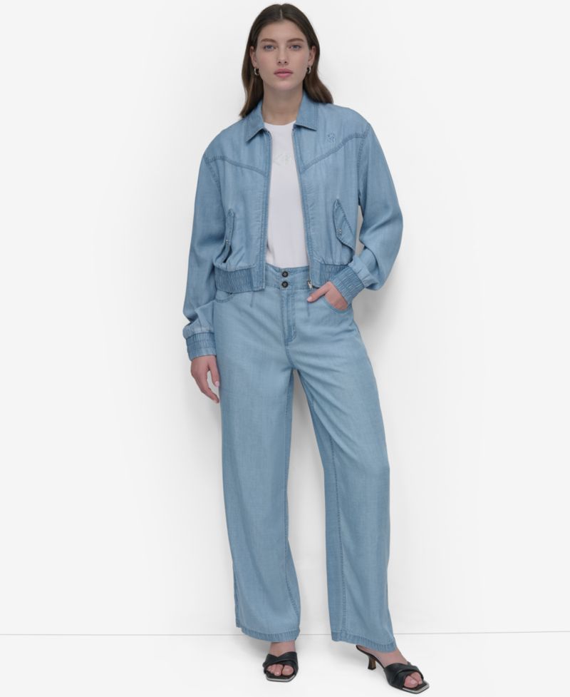 Women's Chambray Zip-Front Bomber Jacket