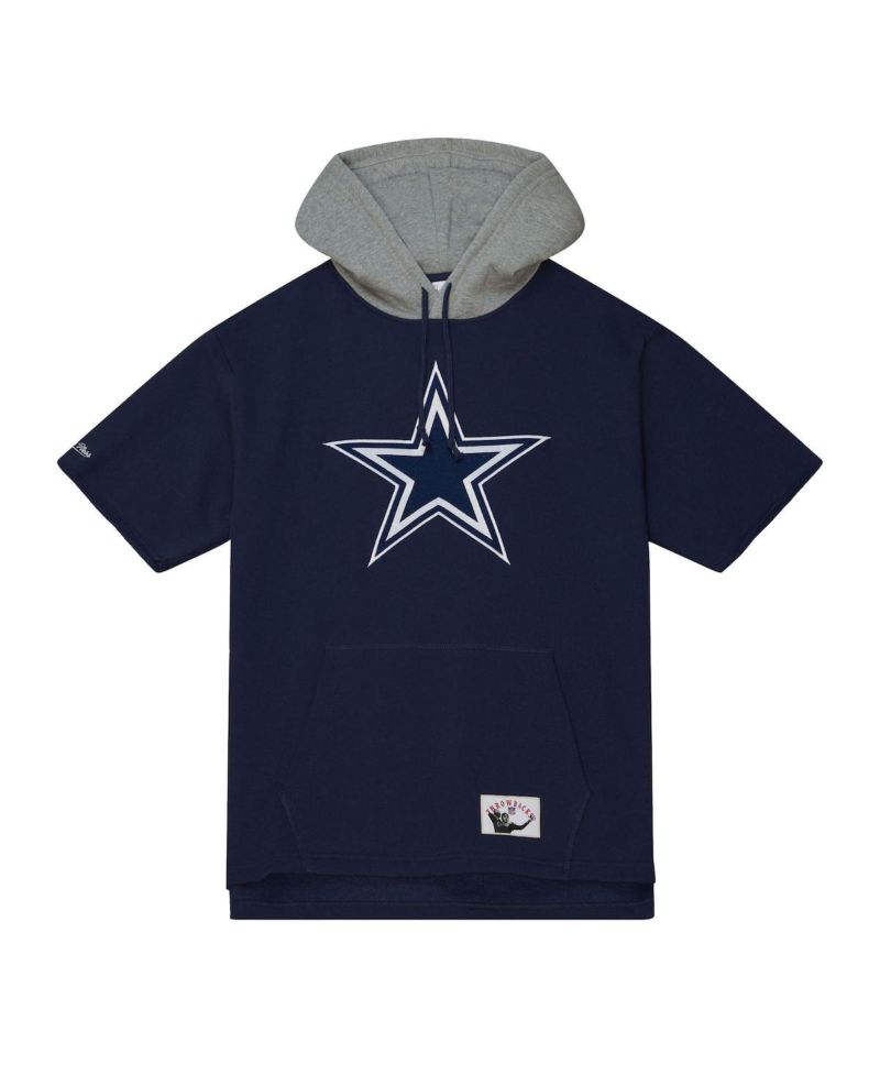 Men's Navy Dallas Cowboys Postgame Short Sleeve Hoodie