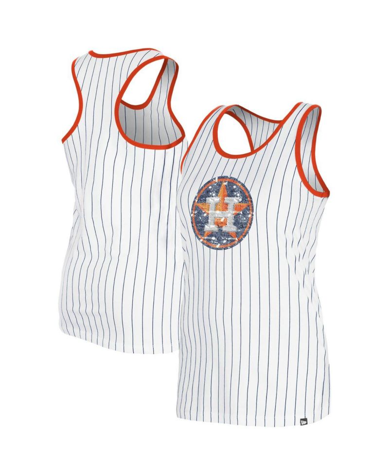 Women's White Houston Astros Gameday Pinstripe Tank Top