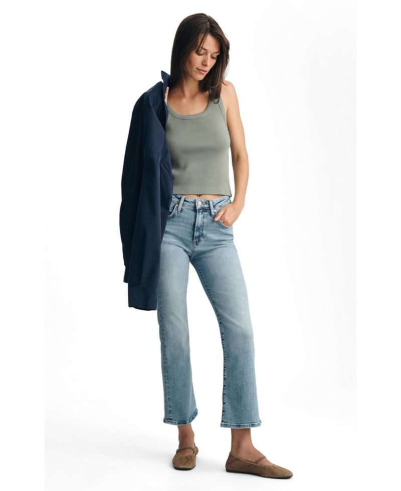 Women's Anika Mid Rise Cropped Flare In Lt Brushed Flex Blue