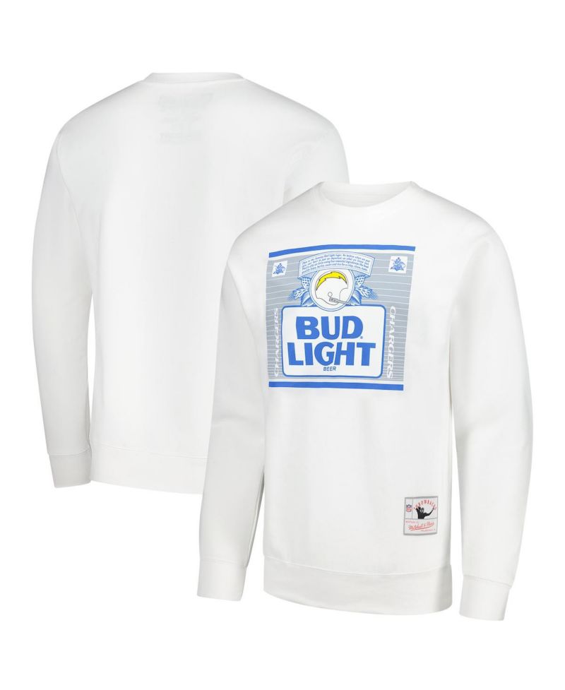 Men's x Bud Light White Los Angeles Chargers the Crest Pullover Sweatshirt