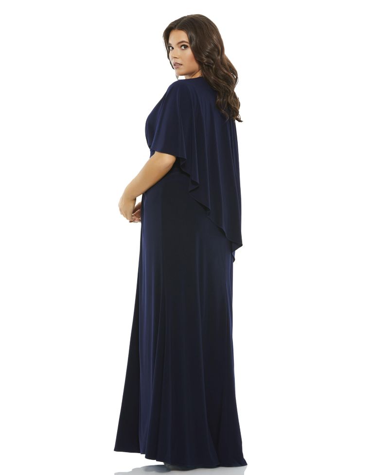 Women's Jersey Cape Sleeve A Line Gown