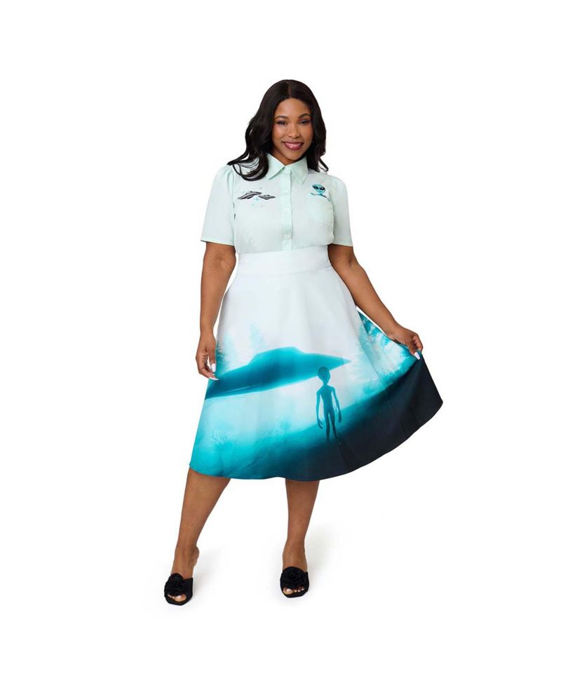 Plus Size Retro Style High Waist Vivien Swing Skirt