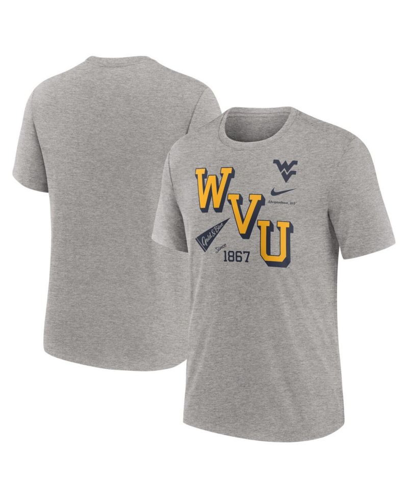 Men's Heather Gray West Virginia Mountaineers Blitz Roll Call Tri-Blend T-Shirt