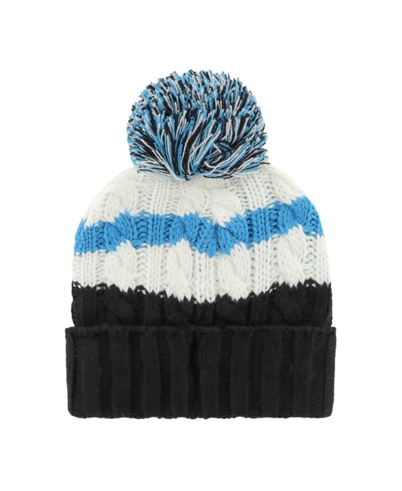 Women's White/Black Miami Marlins Ashfield Cuffed Knit Hat with Pom
