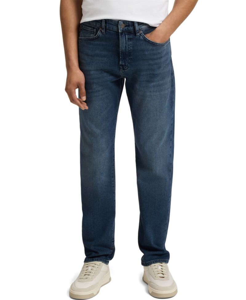 Men's Mid-Blue Comfort-Stretch Regular-Fit Jeans