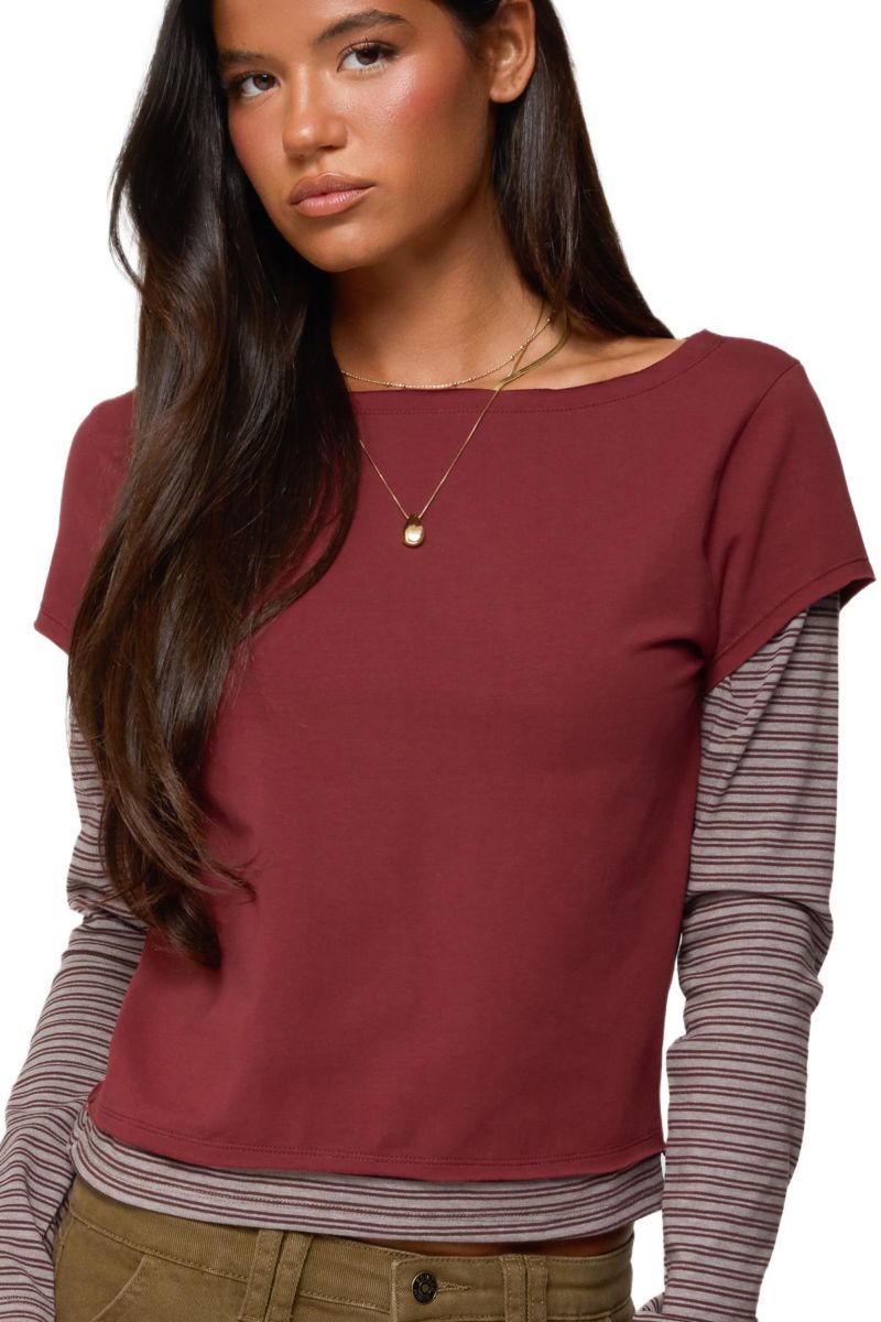 Women's Layered Stripey Long Sleeve T Shirt