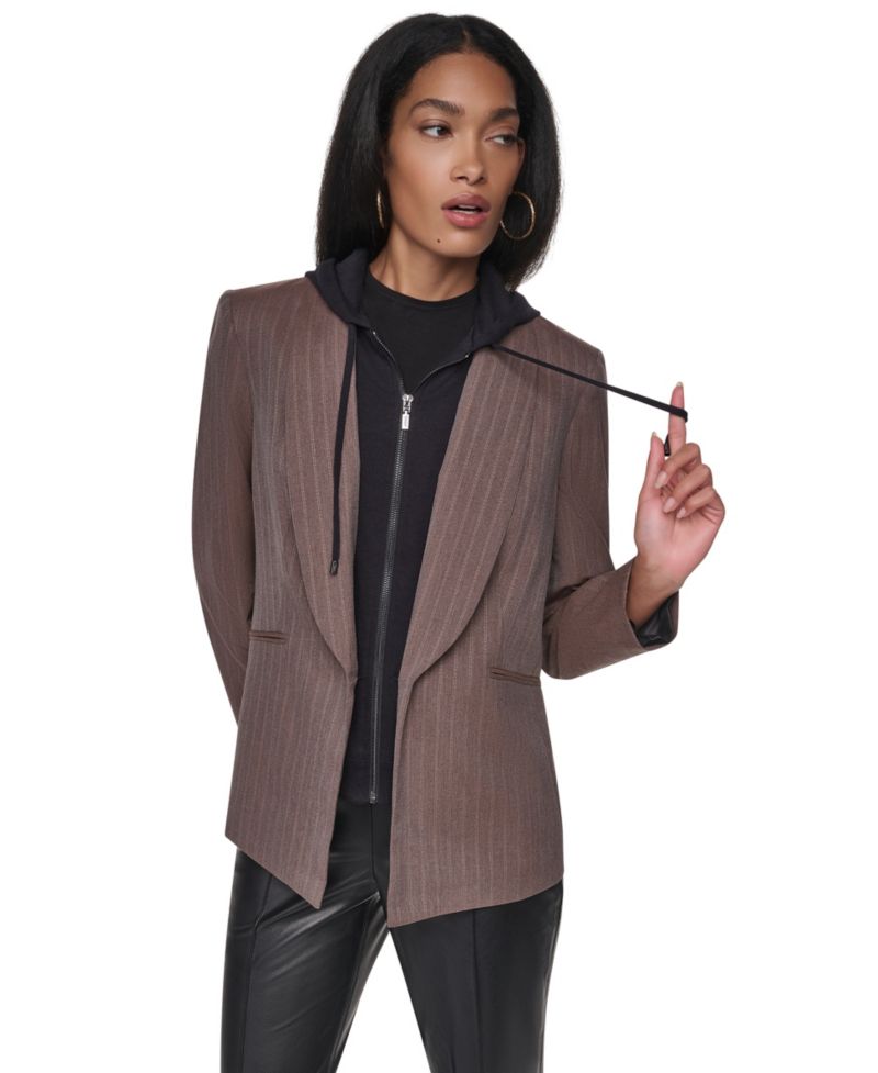 Women's Hooded Collarless Blazer