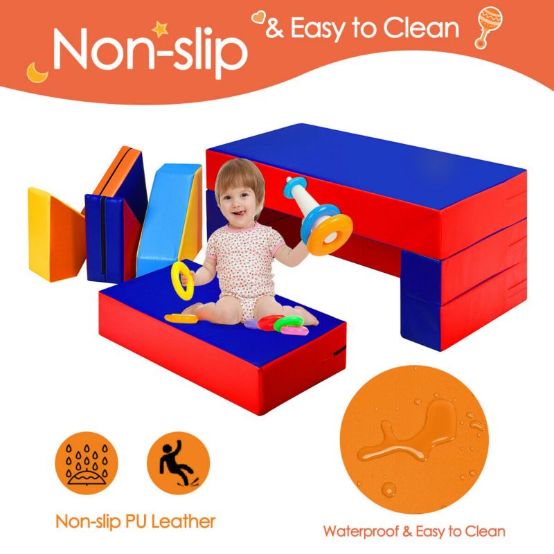 8 Pieces 4-in-1 Crawl Climb Foam Shapes Toddler Kids Playset