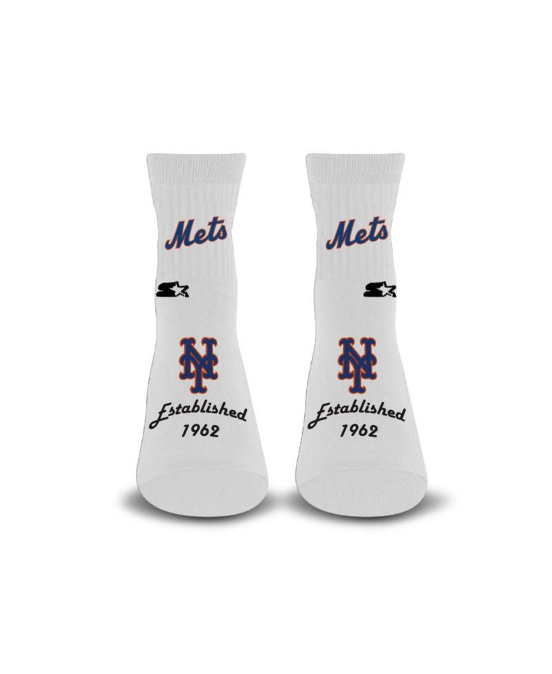 Men's and Women's White New York Mets Established Stencil Quarter Socks