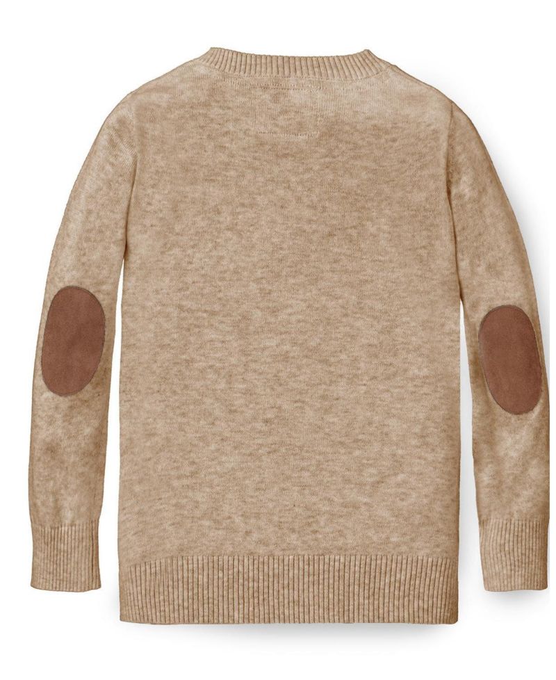 Little and Big Boys' 5- 7 Organic V-Neck Sweater with Elbow Patches
