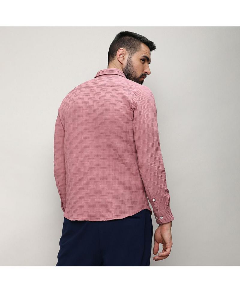 Men's Nude Pink Self-Design Intertwine Shirt