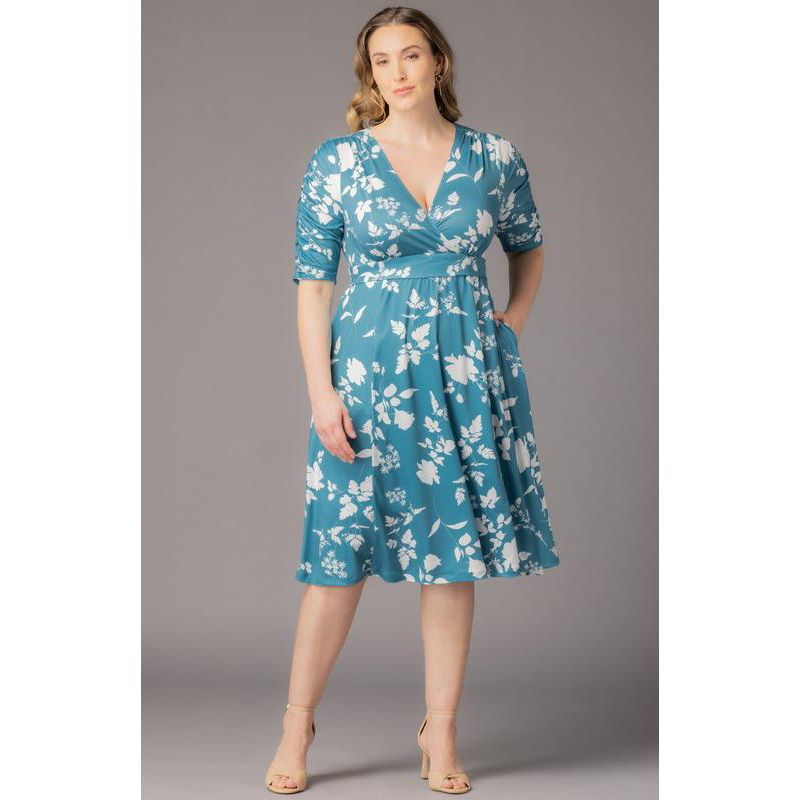Plus Size Gabriella Ruched Sleeve Midi Dress with Pockets